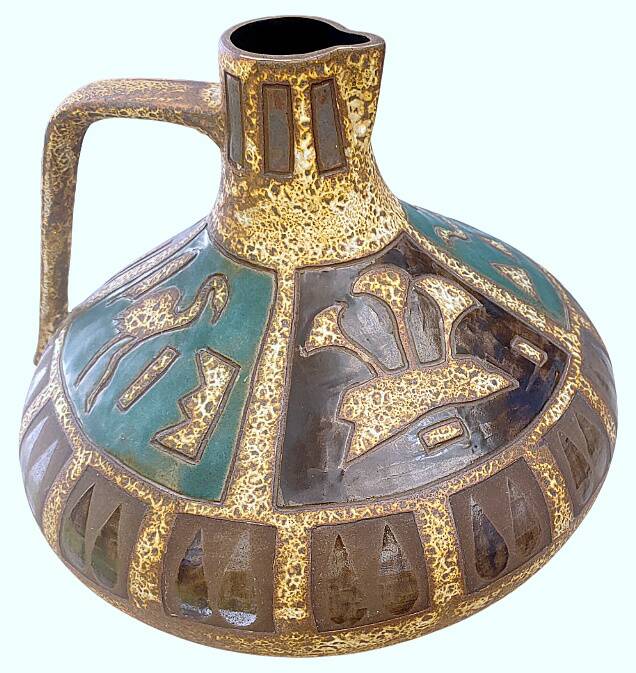 Vase potiche Céramique Fat Lava Design Vintage décor ethnique parfait état