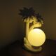 Lampe " palmier " en céramique blanche et boule opaline blanche des années 70 80