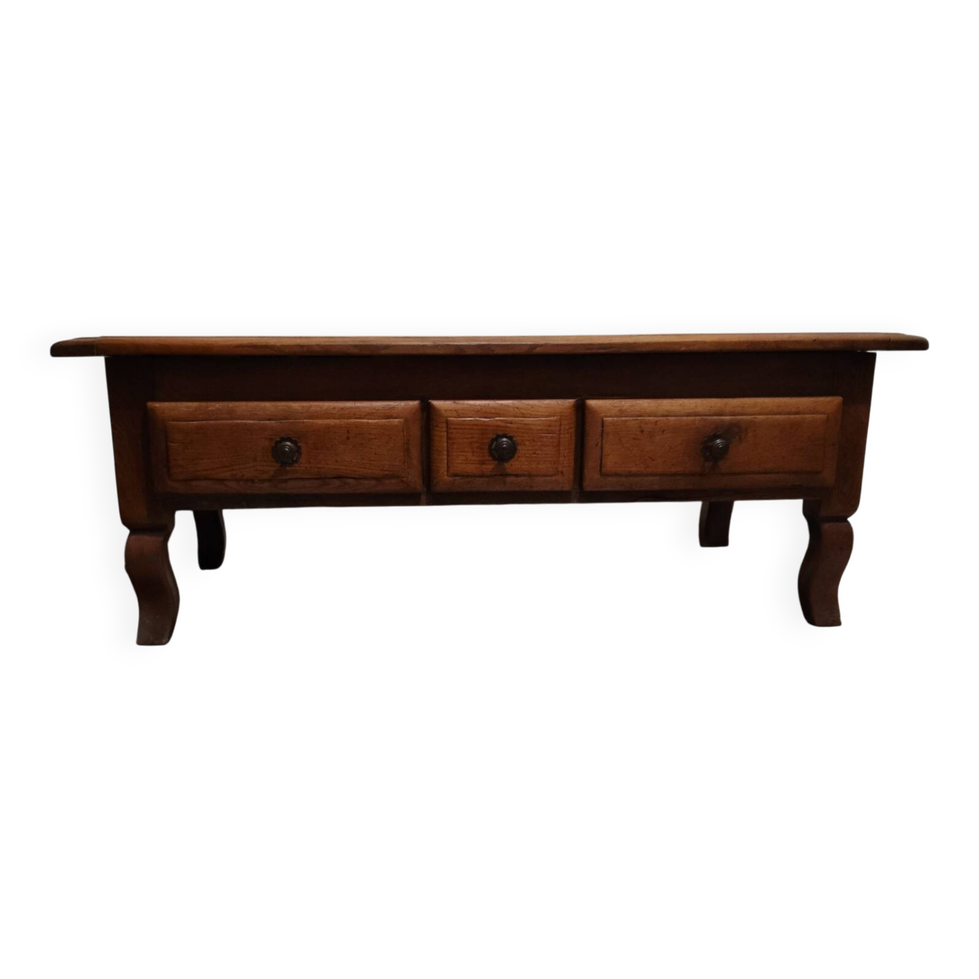 Rustic oak coffee table – Apothecary spirit – 19th century