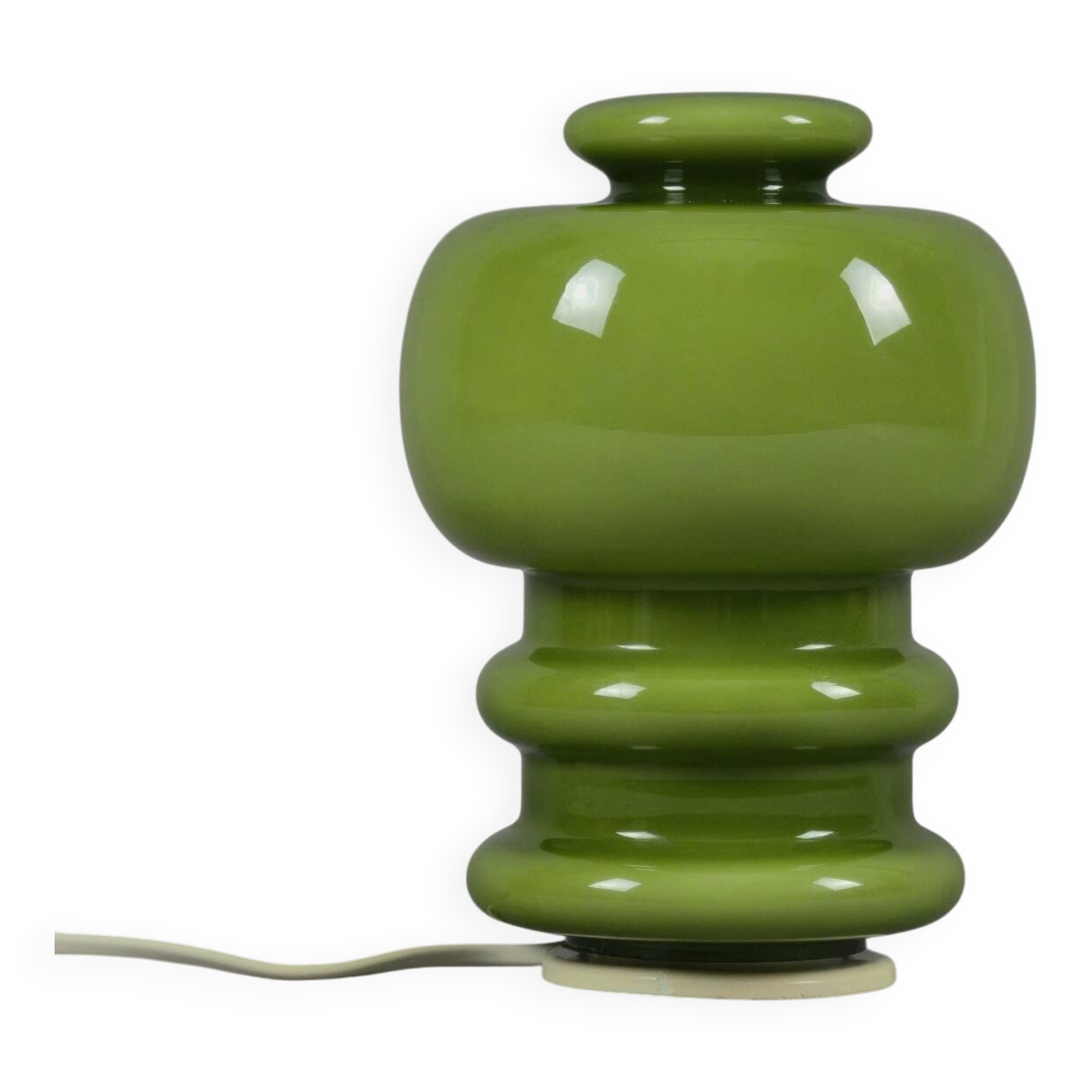 Vintage 1970s Green Cased-Glass Mushroom Lamp From Sweden.
