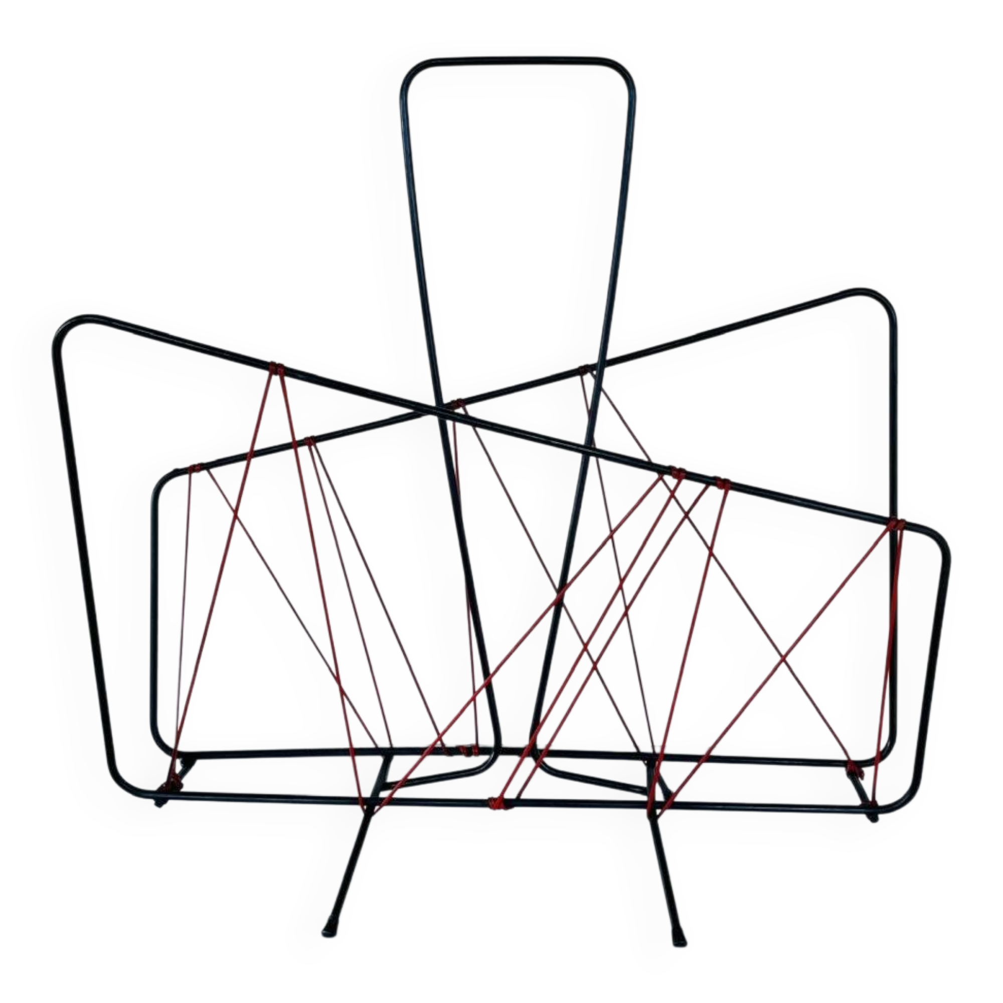 Vintage black metal magazine rack circa 19