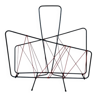 Vintage black metal magazine rack circa 19