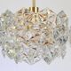 Superb chandelier, brass and crystal glass by Kinkeldey, Germany, 1970.