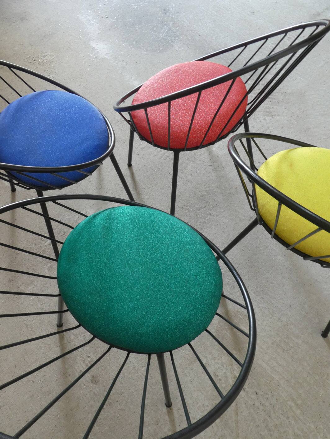 Set de 4 fauteuils corbeille des années 1950