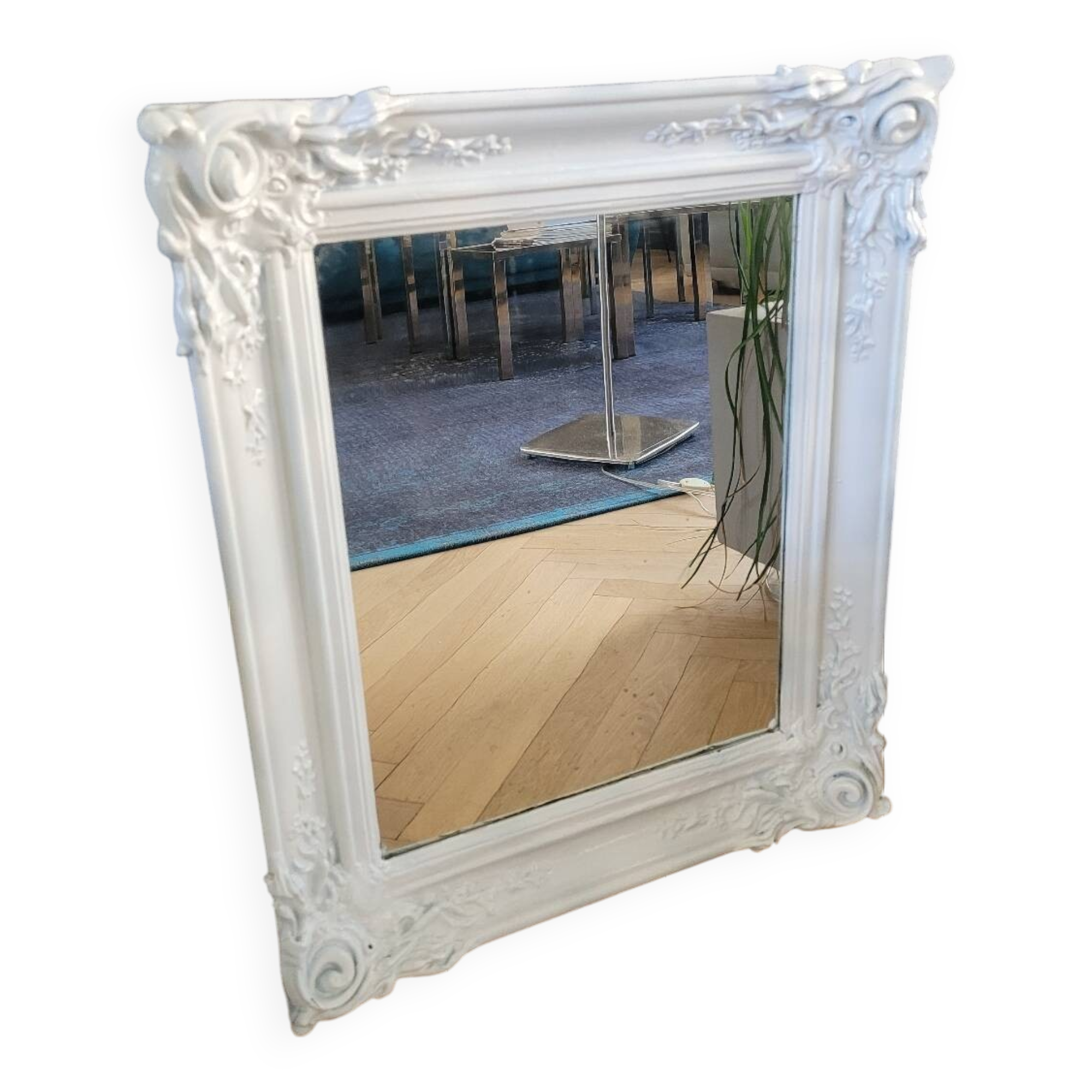 Antique mirror with painted wooden frame