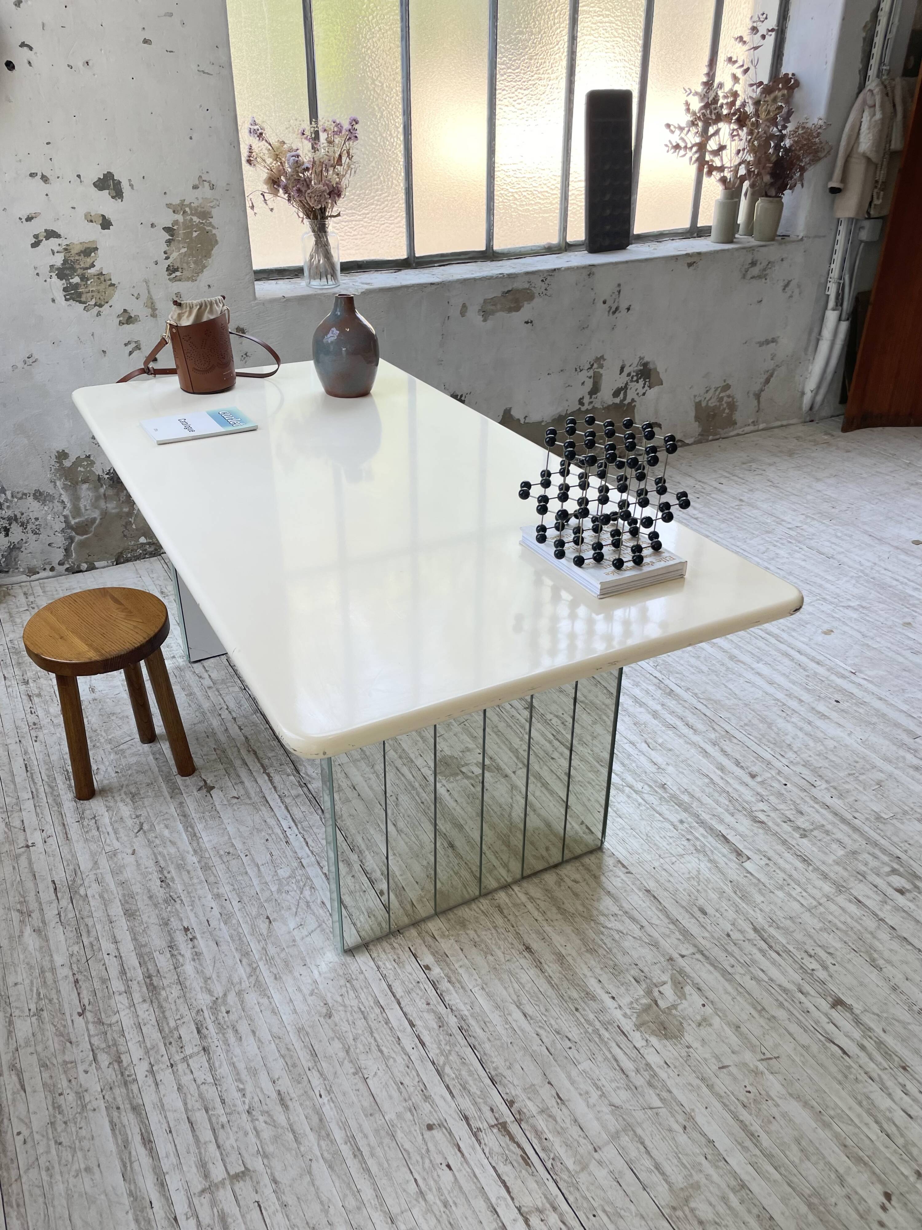 80s lacquered desk and mirror