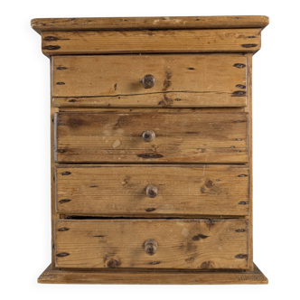 Rustic Primitive Natural Pine Small Apothecary Chest, 1940s