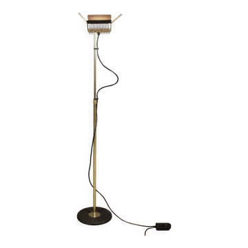 Lampadaire vintage Targetti en métal plaqué laiton, design, Italie, années 1980