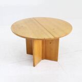 Table à manger ronde extensible vintage danoise en bois massif