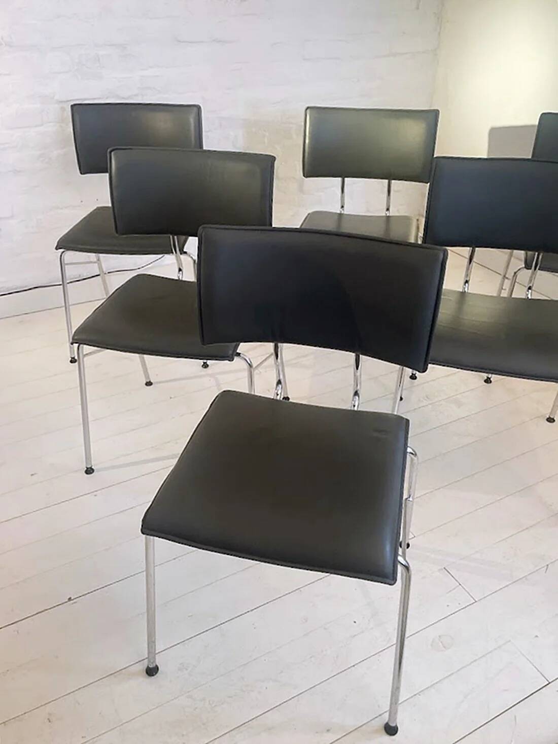 Set of six Sparta leather chairs by Christoph Hindermann for Dietiker, 1990s.