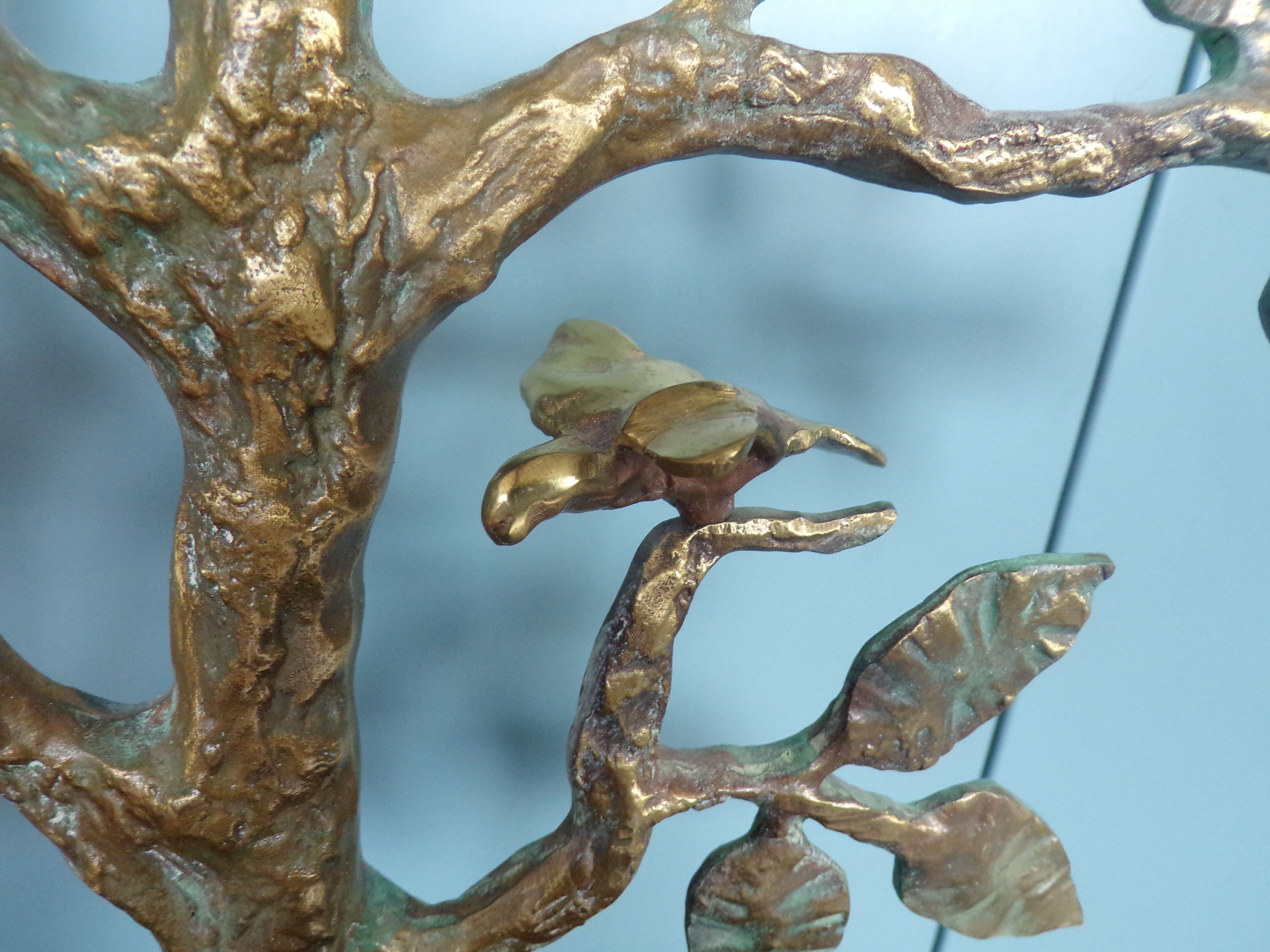 Brutalist bronze tree lamp