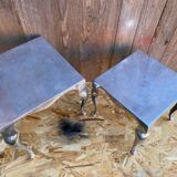 Paire de table basse gigogne style Louis XV en aluminium poli vintage