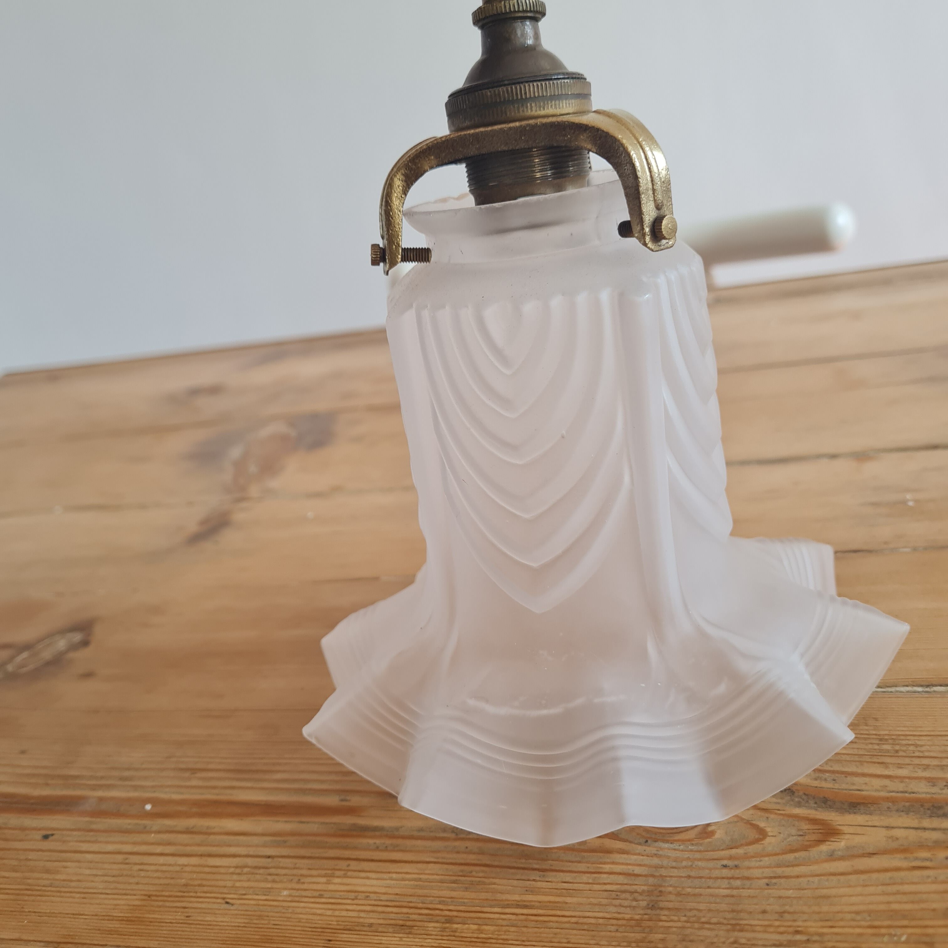 Brass tulip wall lamp and matte tempered glass