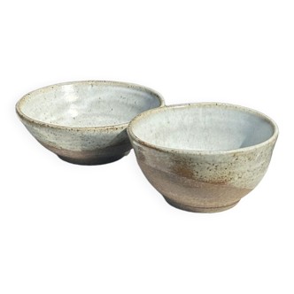 Duo of small brown bowls and speckled glazed ceramic (1top + 1bottom)