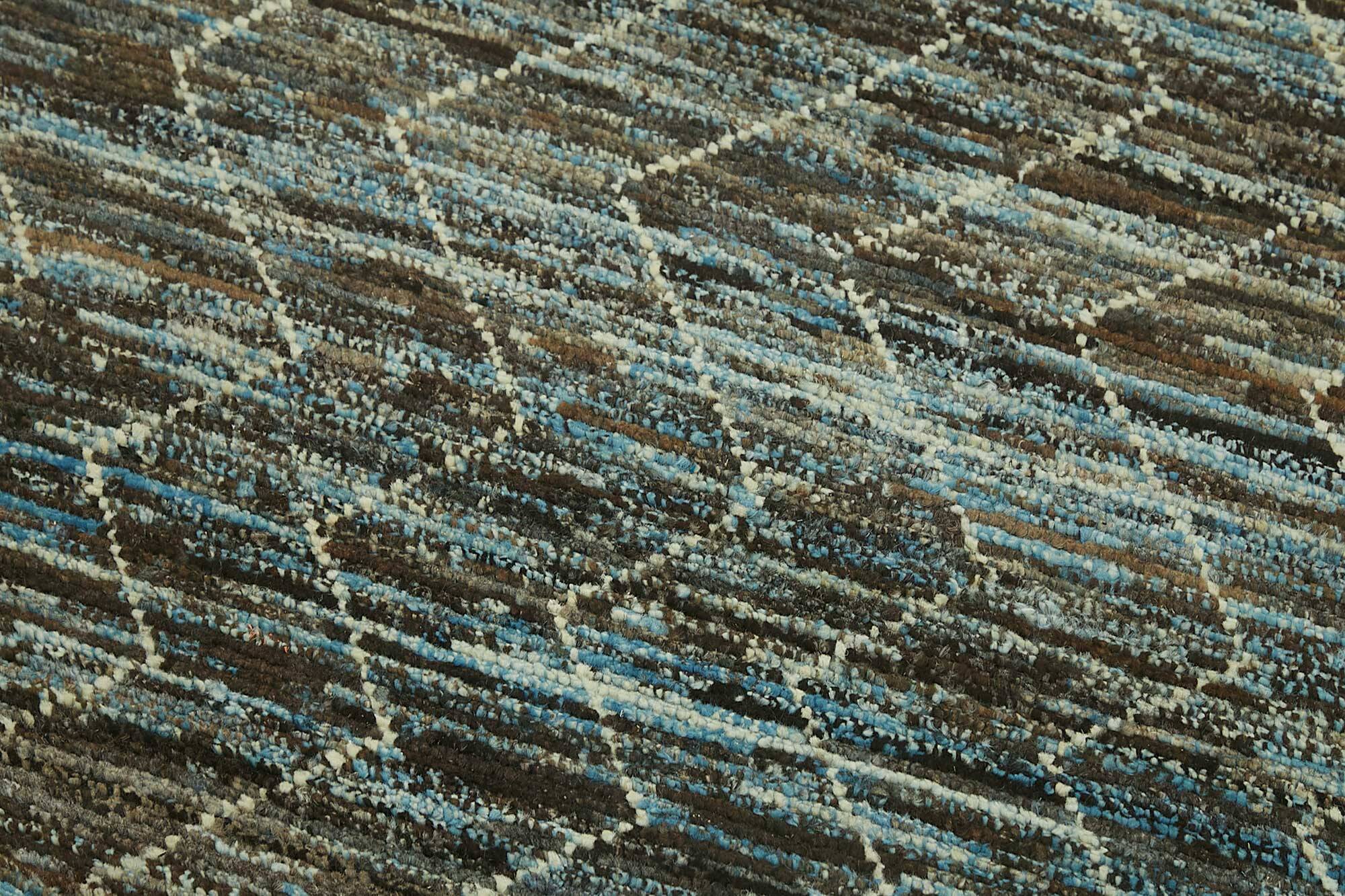 Handmade Tribal Decorative 92 cm x 344 cm Blue Wool Runner Carpet