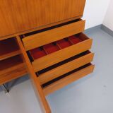 Louis Paolozzi modernist teak bookcase and secretary storage unit