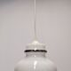Suspension in white opaline with chrome trim, France circa 1970.