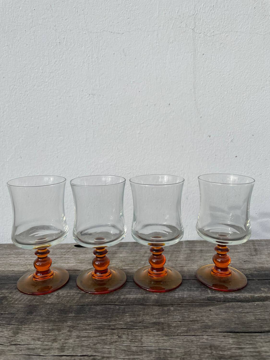 Amber stemmed glasses
