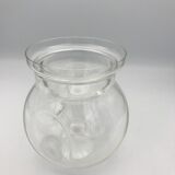 Jar type bonbonnière in translucent glass shape round modernist