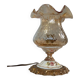 Baroque inspired table lamp, bronze, ceramic flowers and glass globe