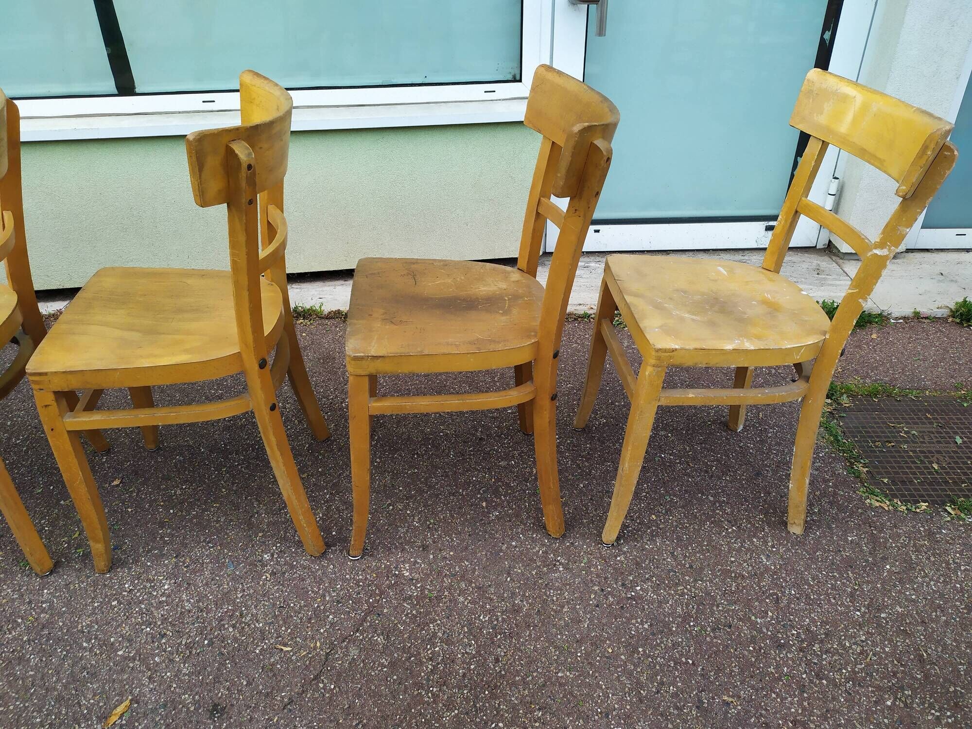 Lot de 12 chaises de bistrot bar bois vintage luterma