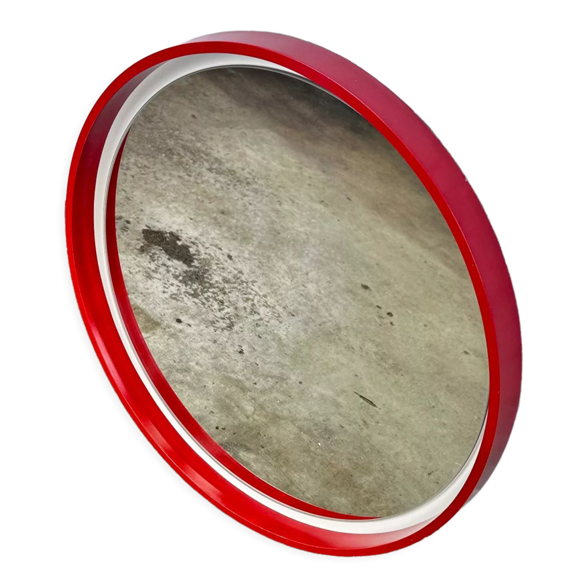 Vintage red space age mirror 57cm