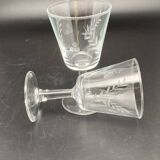 Aperitif glasses with chiseled pattern of ears of corn and flowers