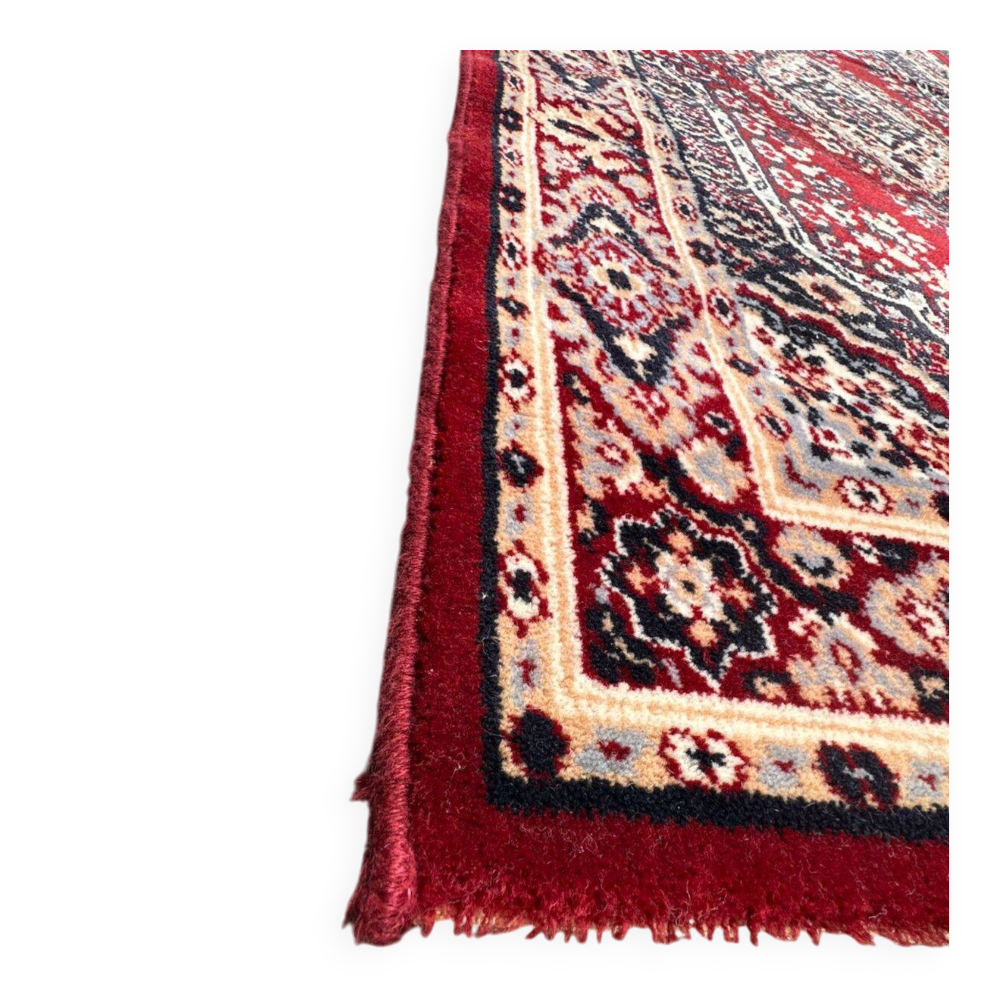Burgundy wool hallway rug Saphir 85x350cm