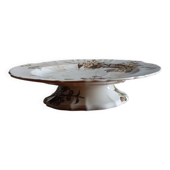Mounted plate, old fruit bowl in English Minton iron earthenware (1890)