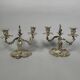 Pair of Rococo Style Candelabra in Silvered Bronze, 19th Century