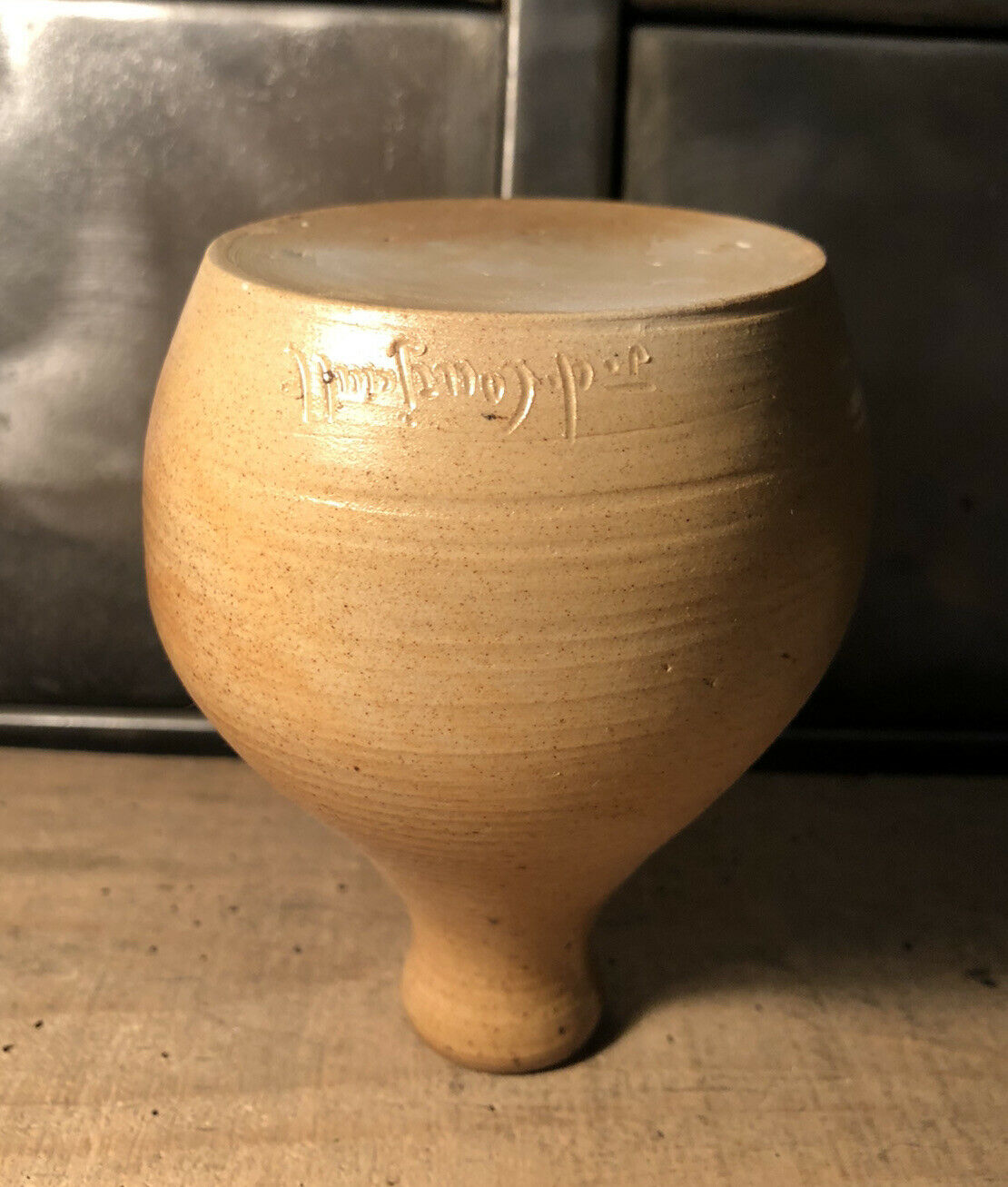 Soliflore vase in ceramic salt sandstone signed JC Courjault 70s