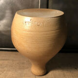 Soliflore vase in ceramic salt sandstone signed JC Courjault 70s