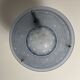 Blue pressed glass basin with Art Deco geometric patterns