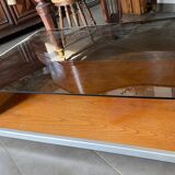 Coffee Table in Wood, Aluminium and Smoked Glass, 1970
