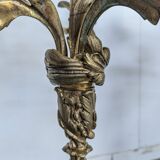 Pair of Candle Holders or Candelabra in Gilded Bronze