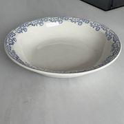 Large round salad bowl, antique blue St-Amandinoise ironstone plate.