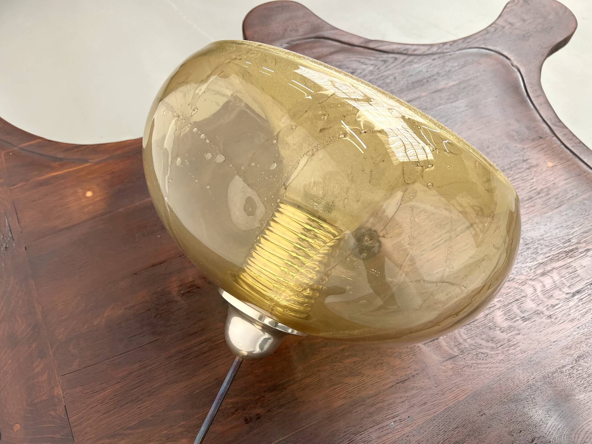 Blown glass paste pendant light, 1970s
