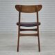 1960s, set of 6 Danish dinning chairs, solid oak wood, reupholstered.