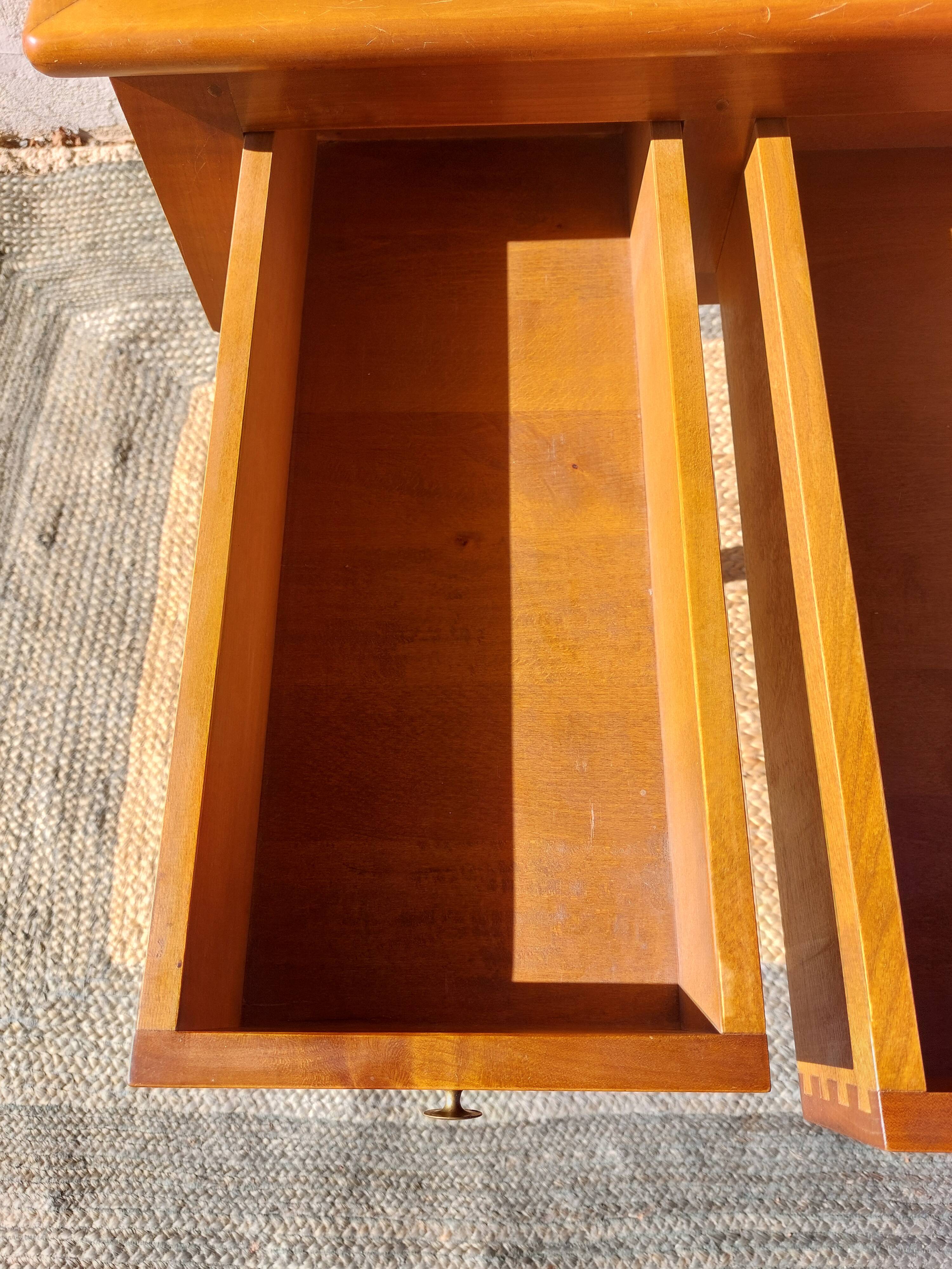 Desk, green leather top
