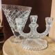 Candelabrum and fan vase in glass and crystal Art Deco style
