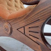 1960s, Scandinavian rocking chair, furniture velour, dark beech wood.