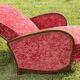 Canape and 2 armchairs art deco red velvet