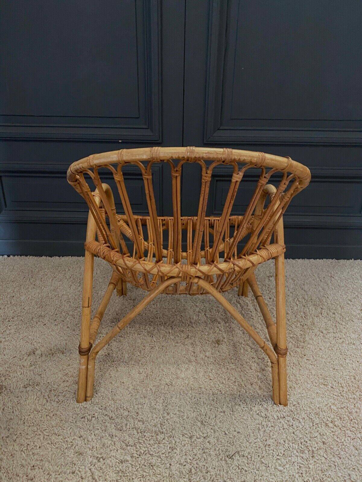 Paire de fauteuils en rotin, travail français 1960