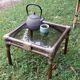Square coffee table bamboo and smoked glass, vintage