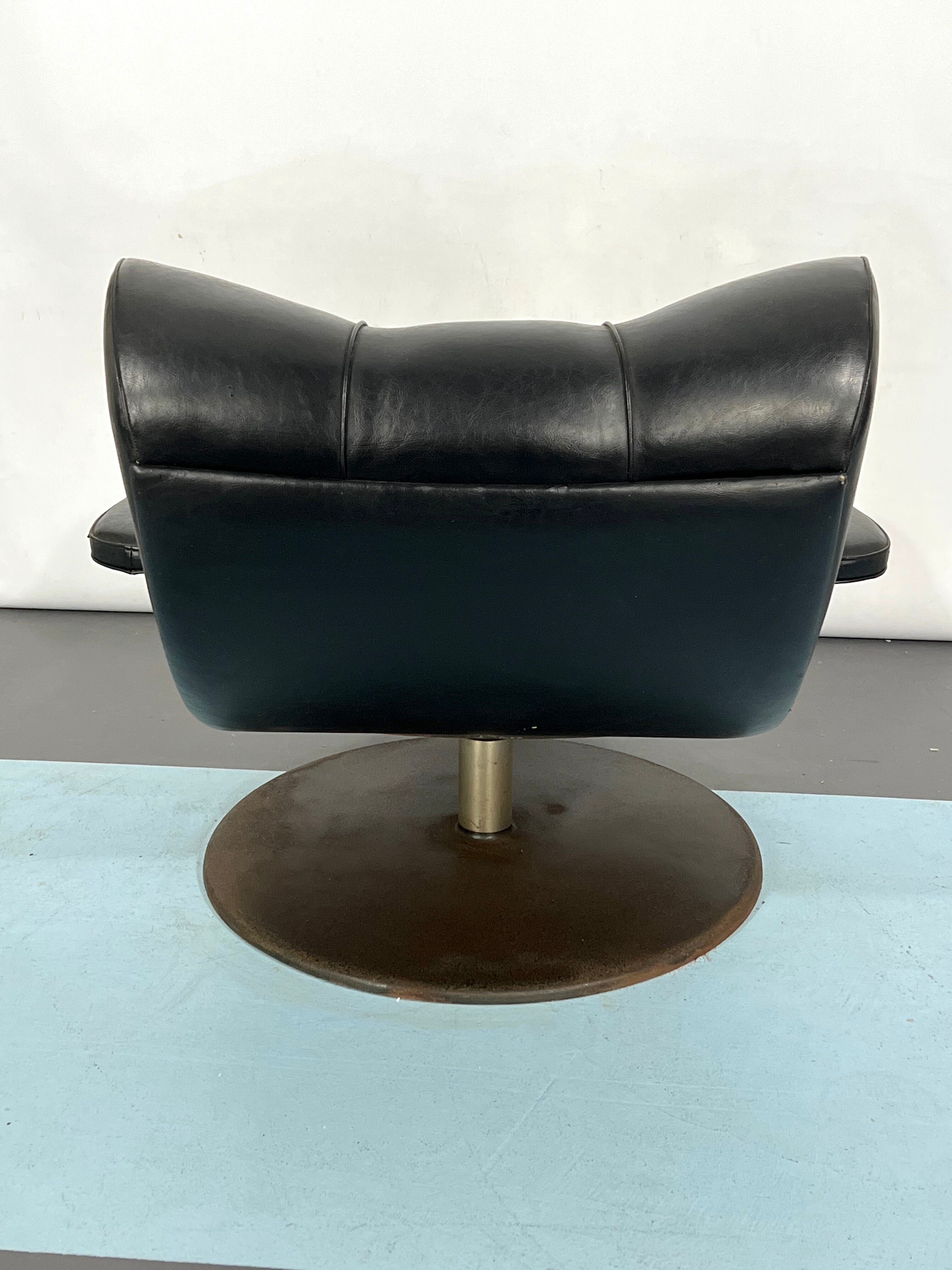 Vintage Italian black swivel armchair from 60s