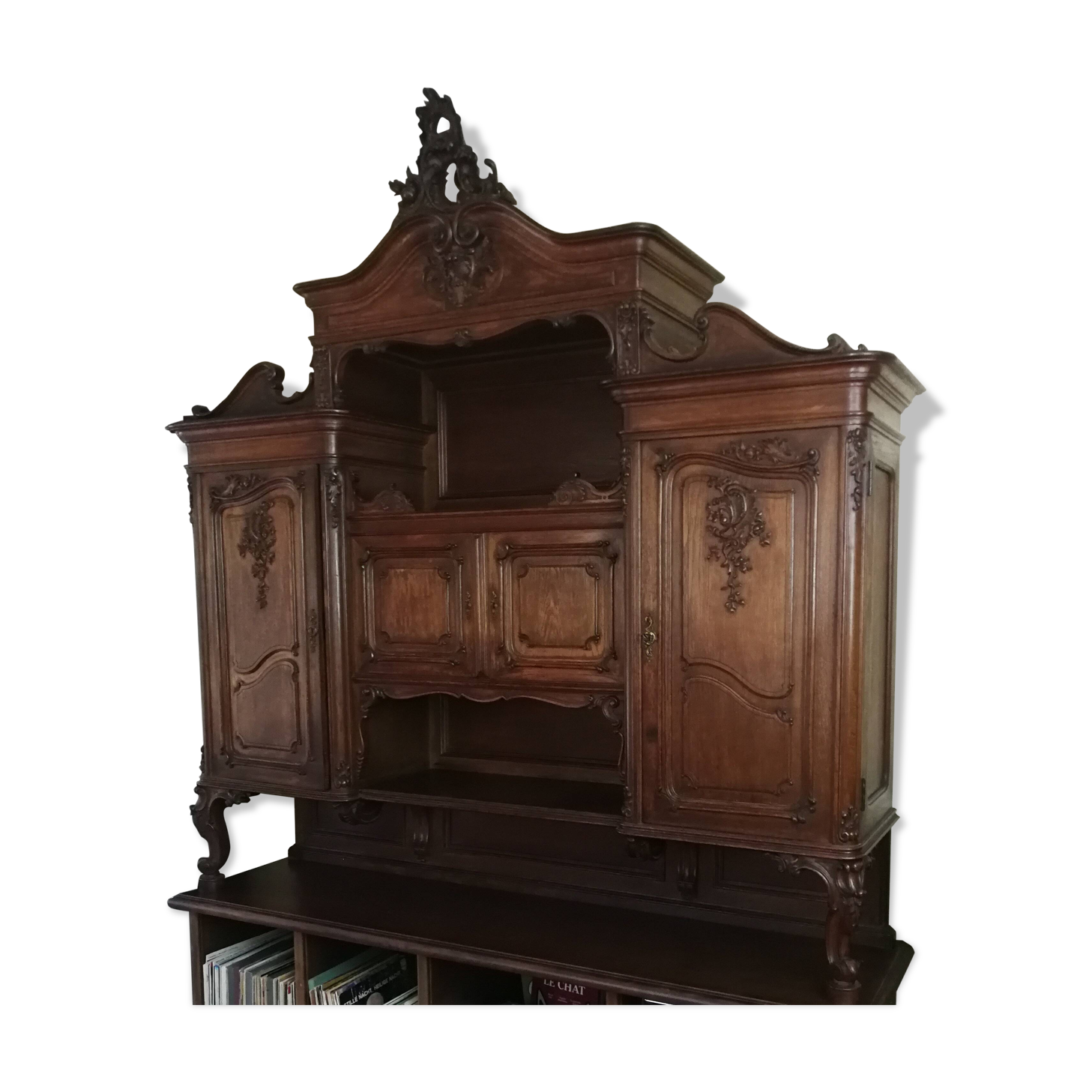 Upper part of an antique 19th-century dresser, Louis XV style.