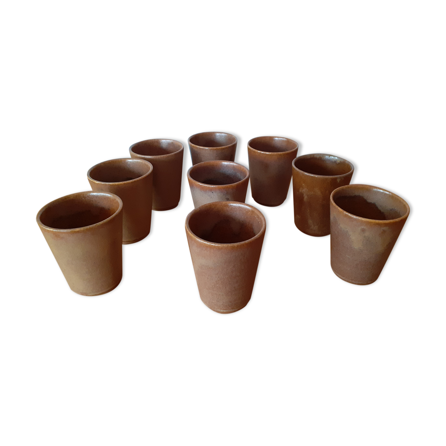 Lot de 9 gobelets en grès Digoin vintage