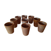 Lot de 9 gobelets en grès Digoin vintage