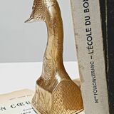 Serre-livres canard en laiton ciselé
