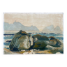 Huile sur toile ancienne, bord de mer